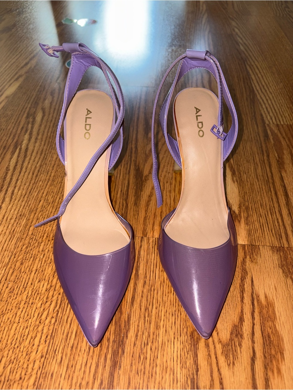 ALDO Lilac Pointed-Toe Ankle-Strap Pumps